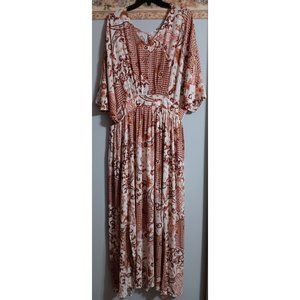 Cato 14/16 Floral Maxi Boho Multicolor Peasant Event Occasion Date Flowy Dress